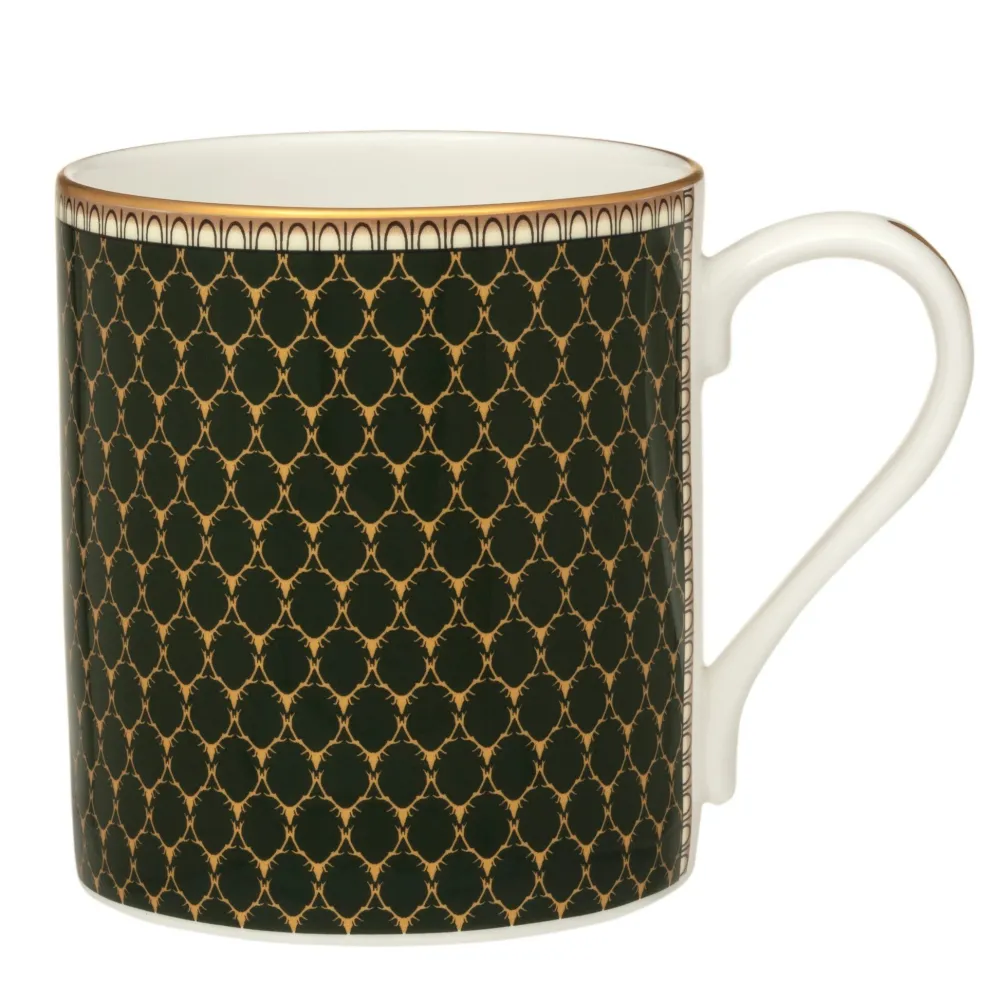 Halcyon Days Antler Trellis Dark Green Mug- Halcyon Days China|Halcyon Days