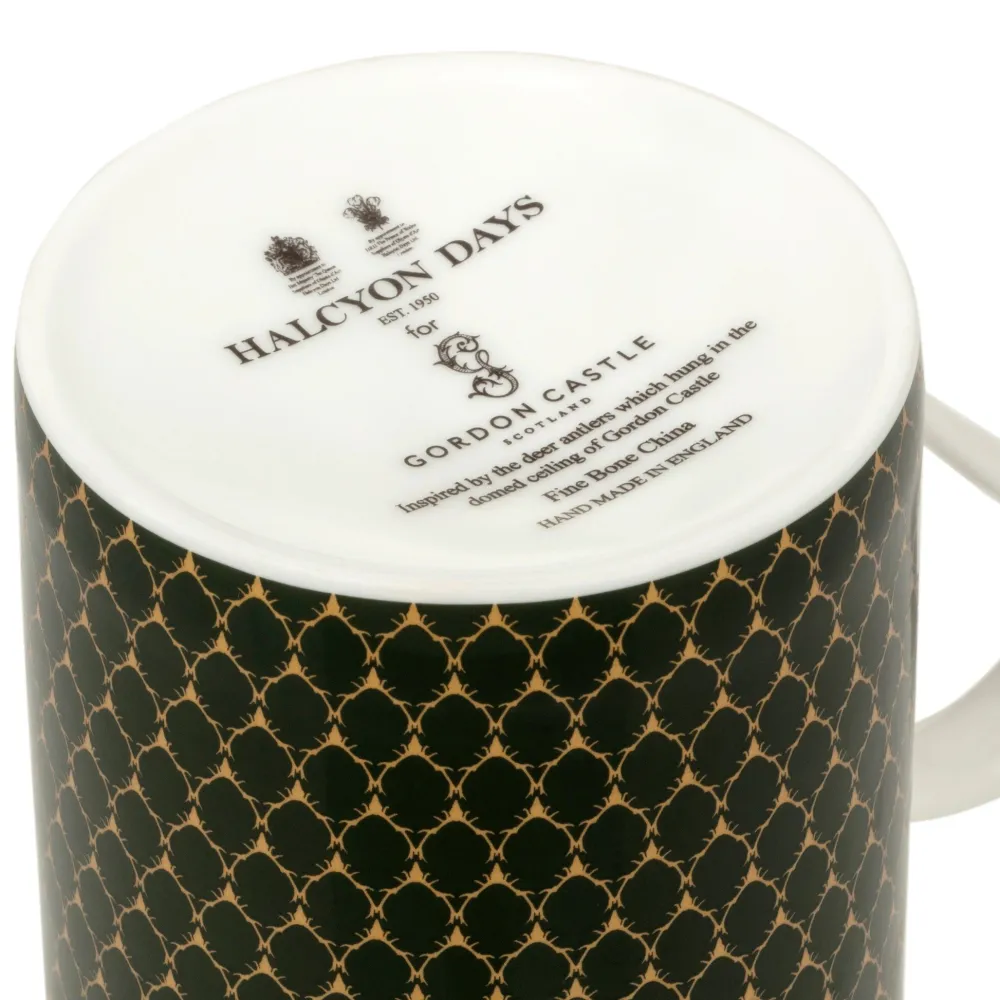 Halcyon Days Antler Trellis Dark Green Mug- Halcyon Days China|Halcyon Days