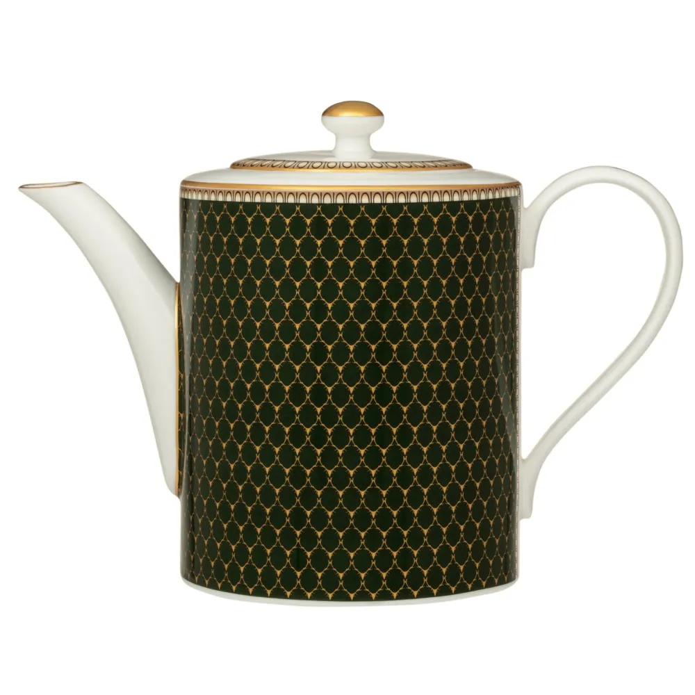 Halcyon Days Antler Trellis Dark Green Teapot- Halcyon Days China|Halcyon Days