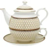 Halcyon Days Antler Trellis Ivory Tea For One- Halcyon Days China|Halcyon Days