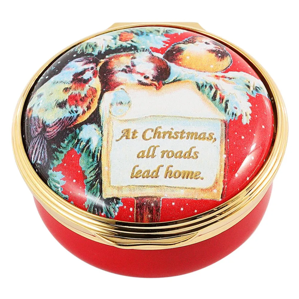 Halcyon Days At Christmas All Roads Lead Home Enamel Box- Halcyon Days Enamels
