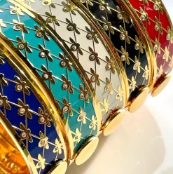 Halcyon Days Bee Sparkle Trellis Black & Gold Hinged Bangle- Bracelets & Bangles