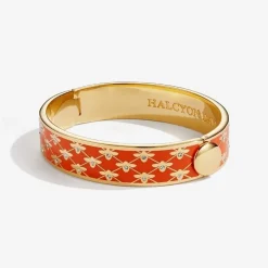 Halcyon Days Bee Sparkle Trellis Orange & Gold Hinged Bangle- Bracelets & Bangles