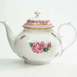 Halcyon Days Castle of Mey Shell Garden Rose Early Morning Teapot- Halcyon Days China|Halcyon Days