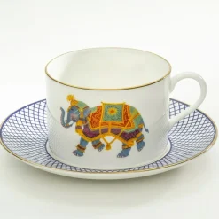 Halcyon Days Ceremonial Indian Elephant Teacup & Saucer- Halcyon Days|Teacups & Saucers