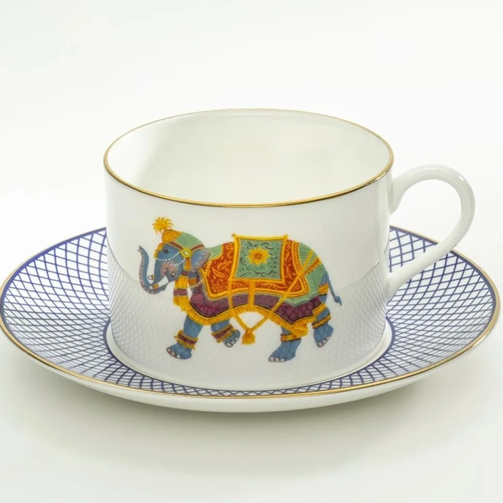Halcyon Days Ceremonial Indian Elephant Teacup & Saucer- Halcyon Days|Teacups & Saucers