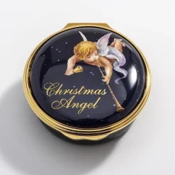 Halcyon Days Christmas Angel Enamel Box- Halcyon Days Enamels