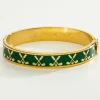 Halcyon Days Golf Club Emerald & Gold Hinged Bangle- Bracelets & Bangles