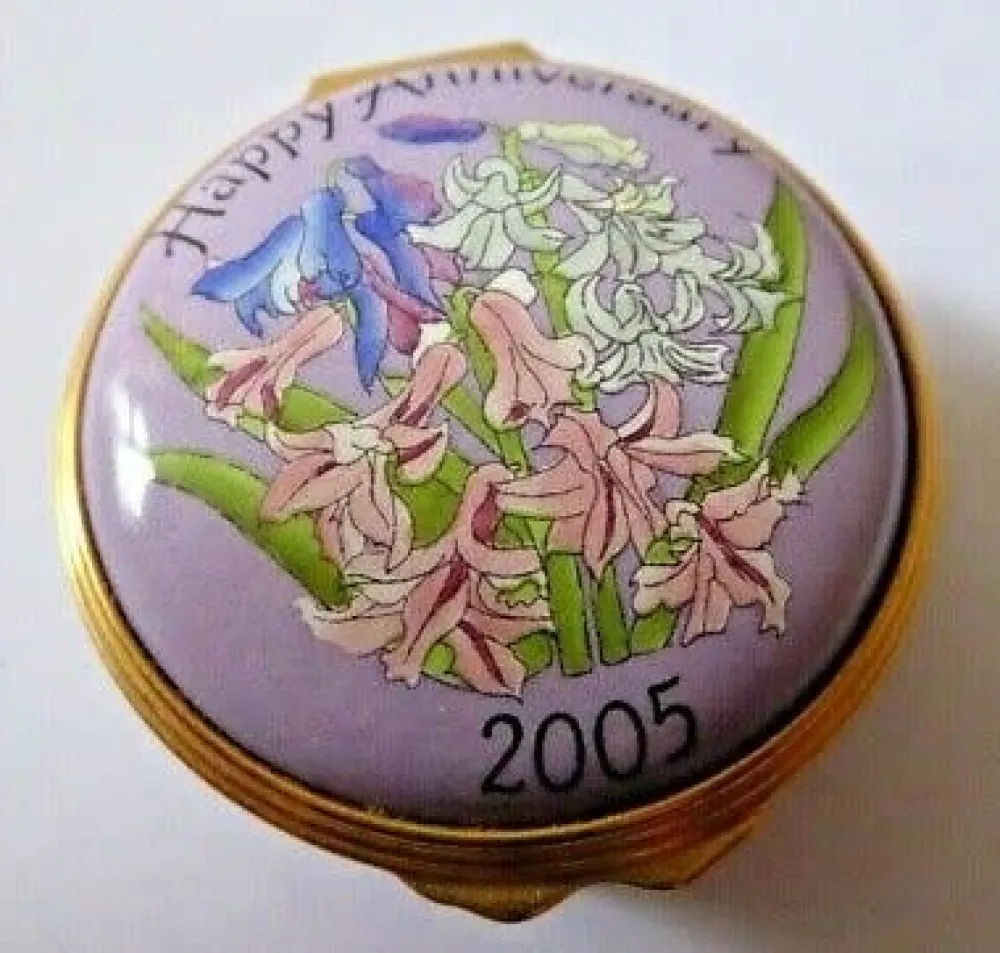 Halcyon Days Happy Anniversary 2005 Trinket Box- Halcyon Days Enamels