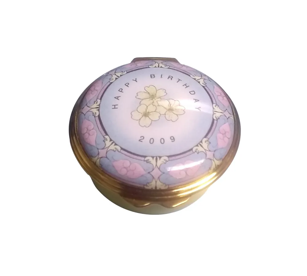 Halcyon Days Happy Birthday 2009 Trinket Box- Halcyon Days Enamels