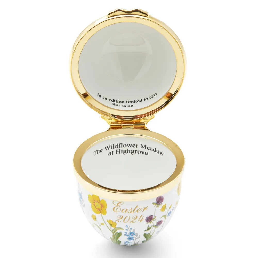 Halcyon Days Highgrove Wildflower 2024 Easter Egg Enamel Trinket Box- Halcyon Days Enamels