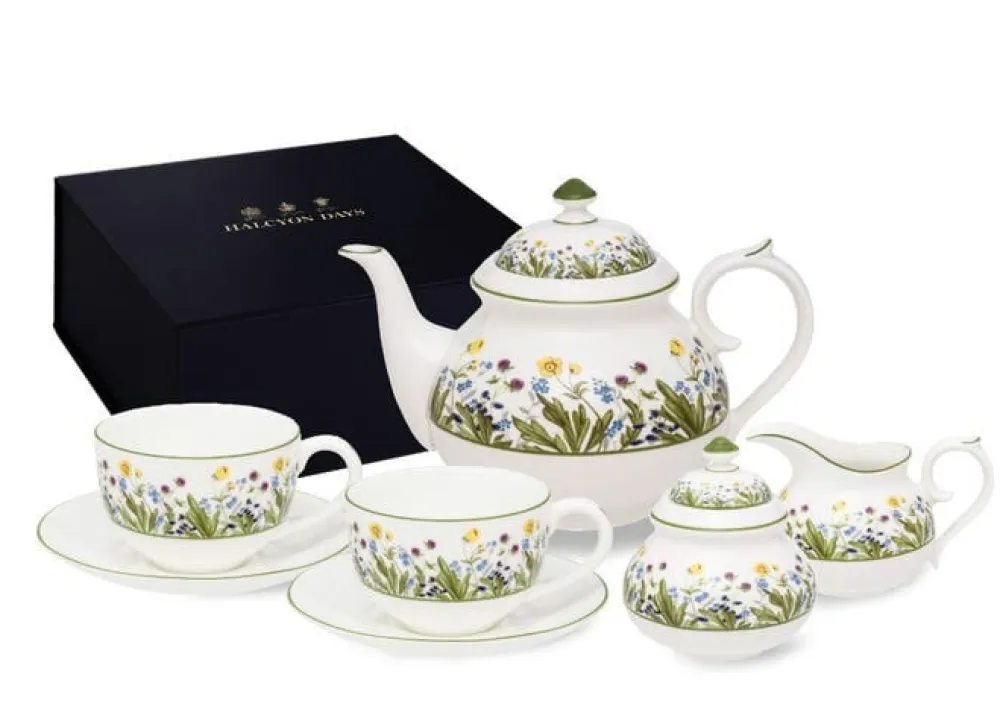 Halcyon Days Highgrove Wildflower Tea for Two Set- King Charles Iii|Halcyon Days China