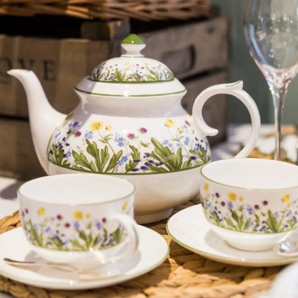 Halcyon Days Highgrove Wildflower Tea for Two Set- King Charles Iii|Halcyon Days China