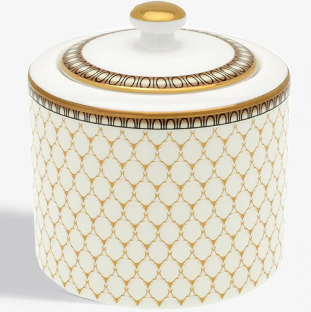 Halcyon Days Ivory Antler Trellis Covered Sugar Jar- Halcyon Days China|Halcyon Days