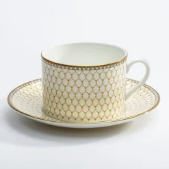 Halcyon Days Ivory Antler Trellis Teacup & Saucer- Halcyon Days China|Halcyon Days