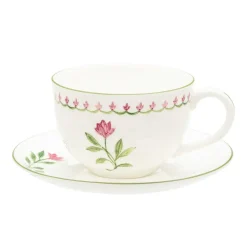 Halcyon Days Nina Campbell Marguerite Pink Teacup & Saucer- Halcyon Days China|Halcyon Days