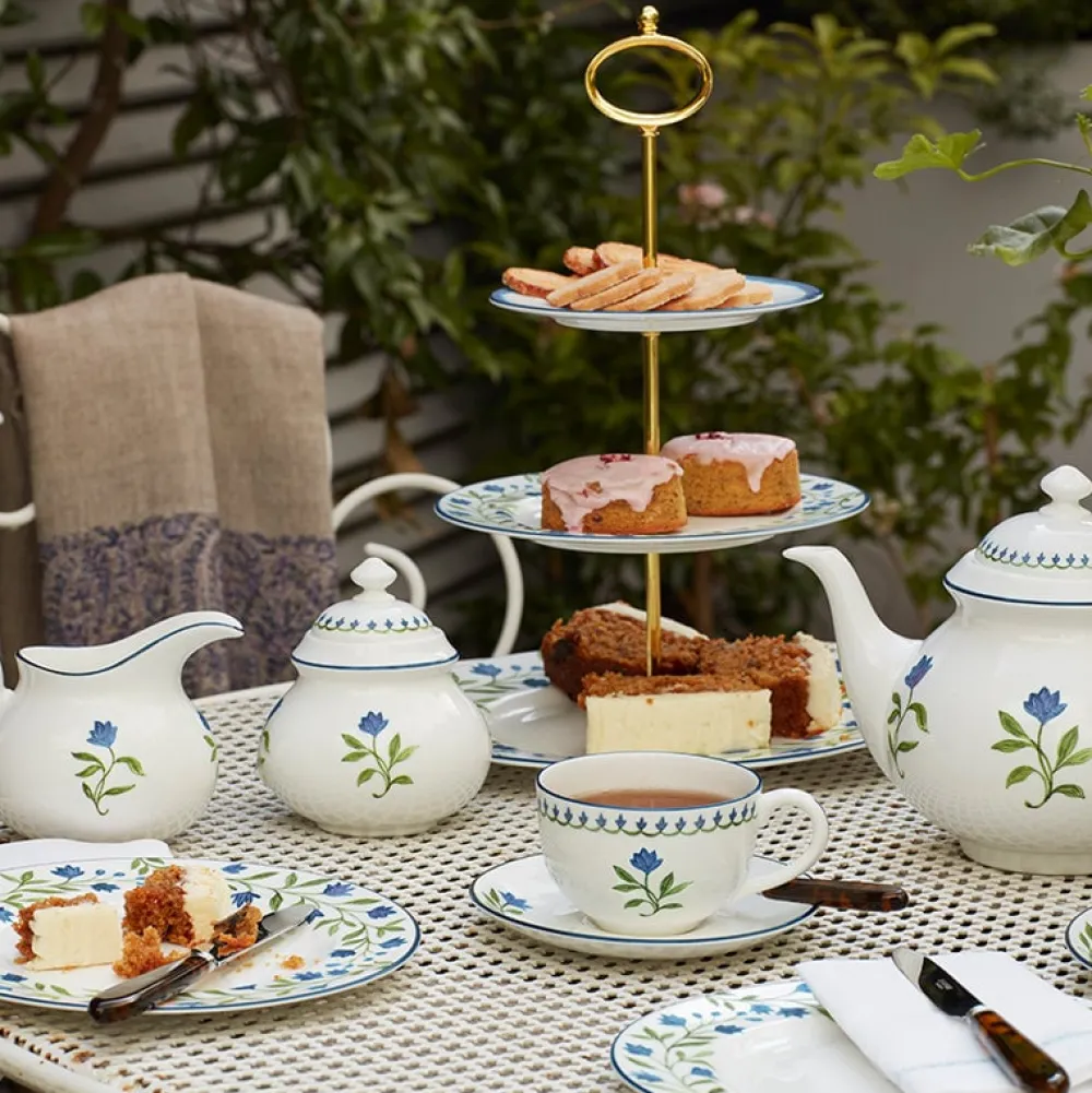 Halcyon Days Nina Campbell Marguerite Blue Teapot- Halcyon Days China|Halcyon Days