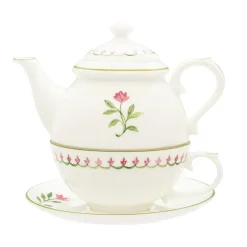 Halcyon Days Nina Campbell Marguerite Pink Tea for One- Halcyon Days China|Halcyon Days