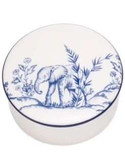 Halcyon Days Nina Campbell Serengeti Elephant Round Trinket Box- Halcyon Days China