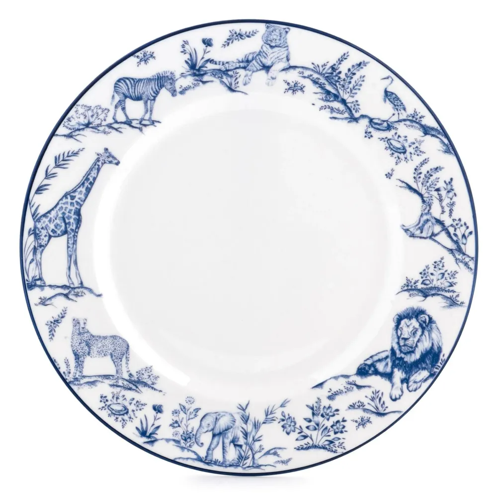 Halcyon Days Nina Campbell Serengeti Multi Animal Salad Plate- Halcyon Days China|Halcyon Days