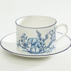 Halcyon Days Nina Campbell Serengeti Elephant Teacup & Saucer- Halcyon Days China|Halcyon Days