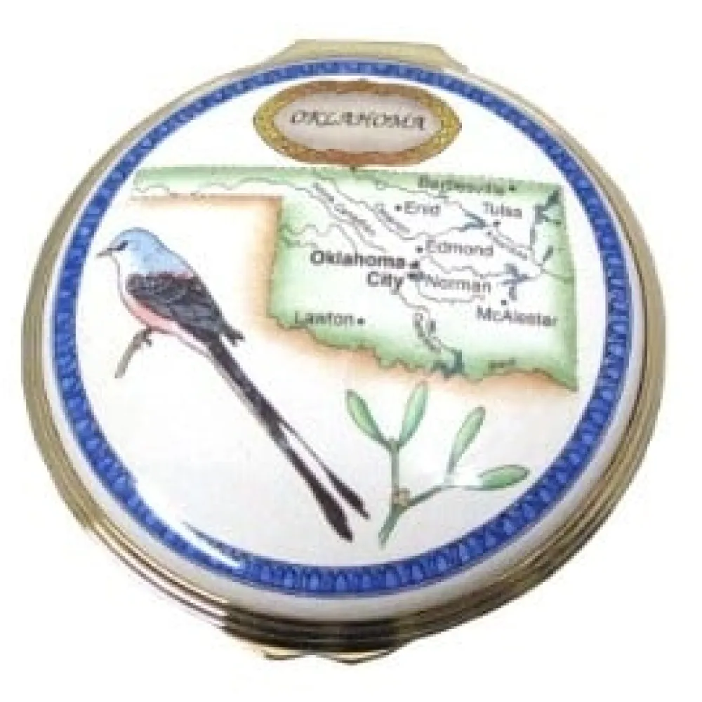 Halcyon Days Oklahoma State Box- Halcyon Days Enamels