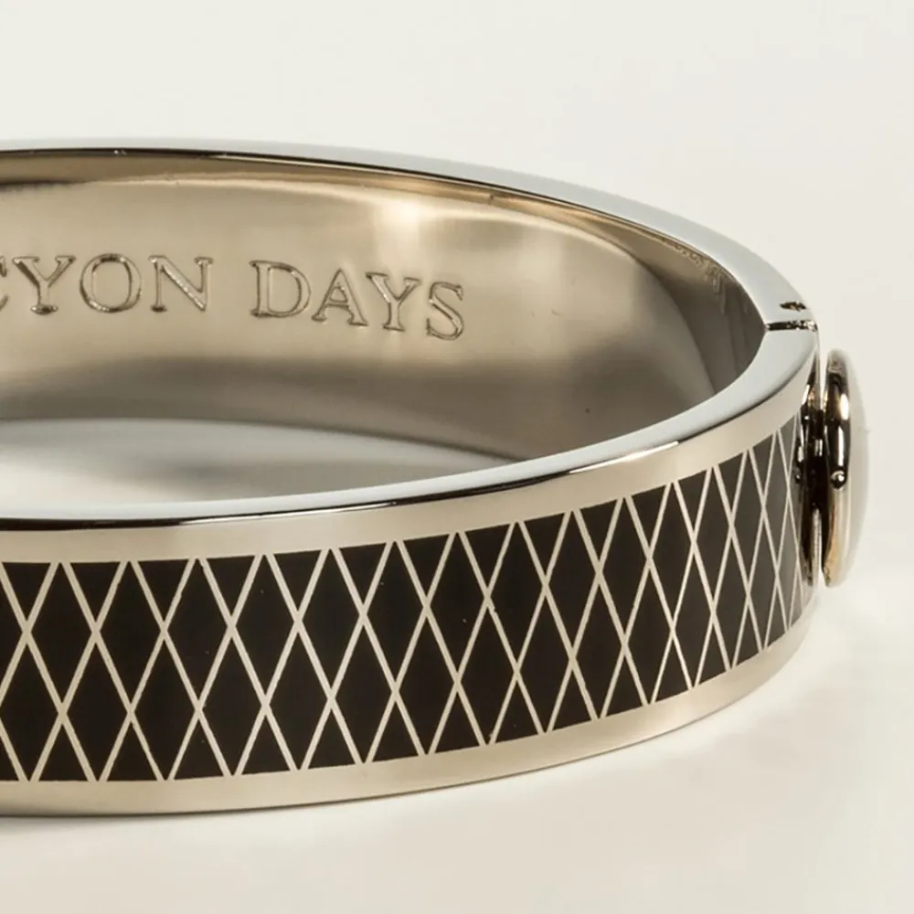 Halcyon Days Parterre Black & Palladium Hinged Bangle- Bracelets & Bangles
