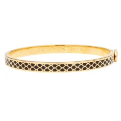 Halcyon Days Salamander Black & Gold Hinged Skinny Bangle- Bracelets & Bangles
