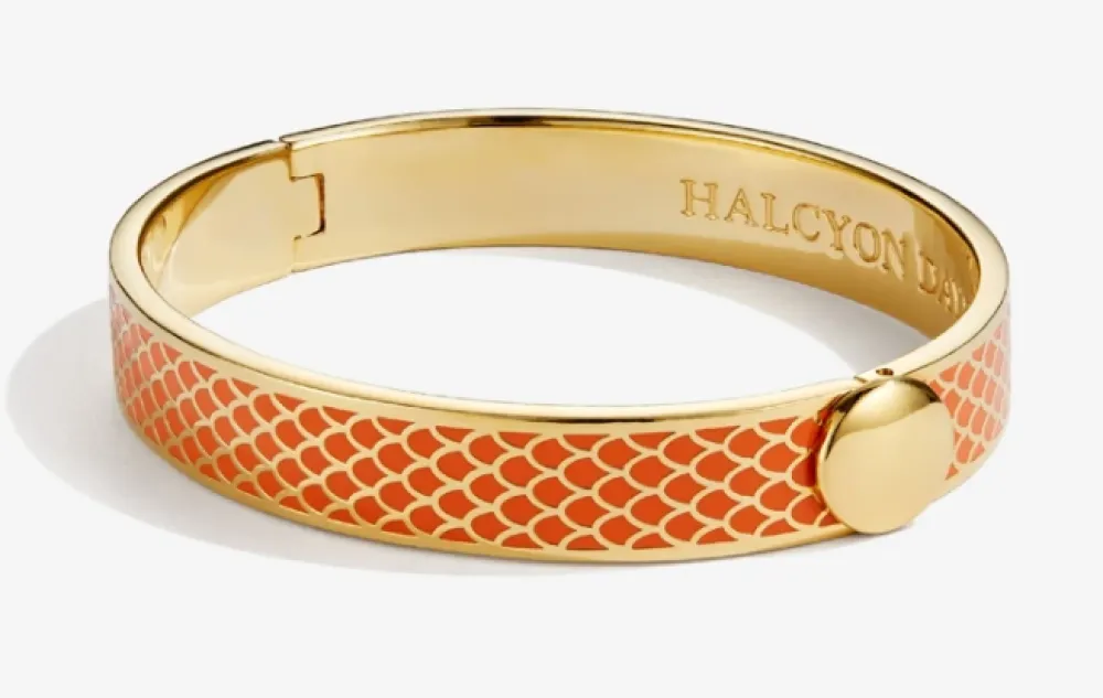 Halcyon Days Salamander Orange & Gold Hinged Bangle- Bracelets & Bangles