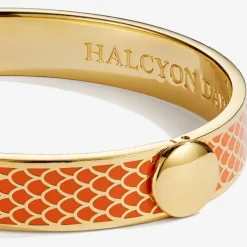 Halcyon Days Salamander Orange & Gold Hinged Bangle- Bracelets & Bangles