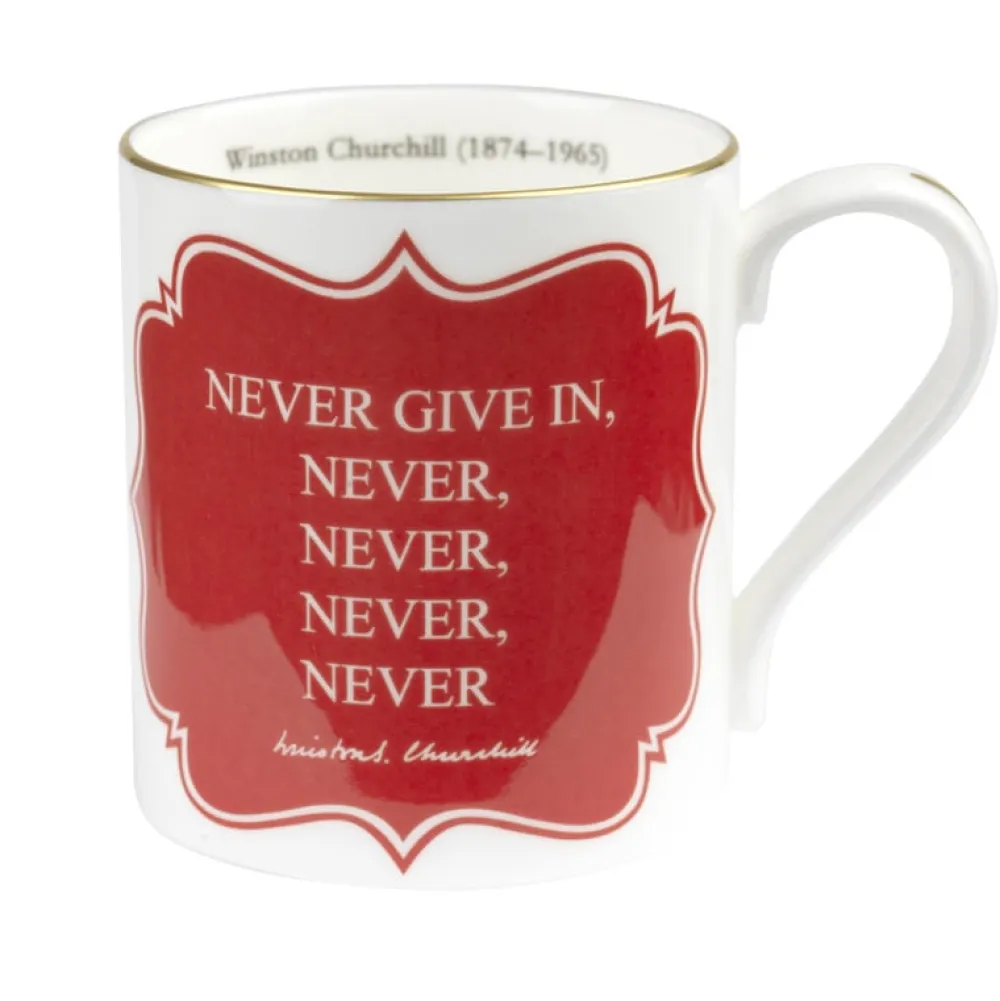 Halcyon Days Sir Winston Churchill Never Give In Mug- Cultural Icons|Halcyon Days China