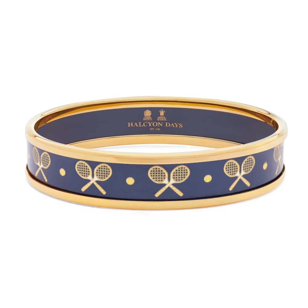 Halcyon Days Tennis Navy & Gold Small Bangle- Bracelets & Bangles