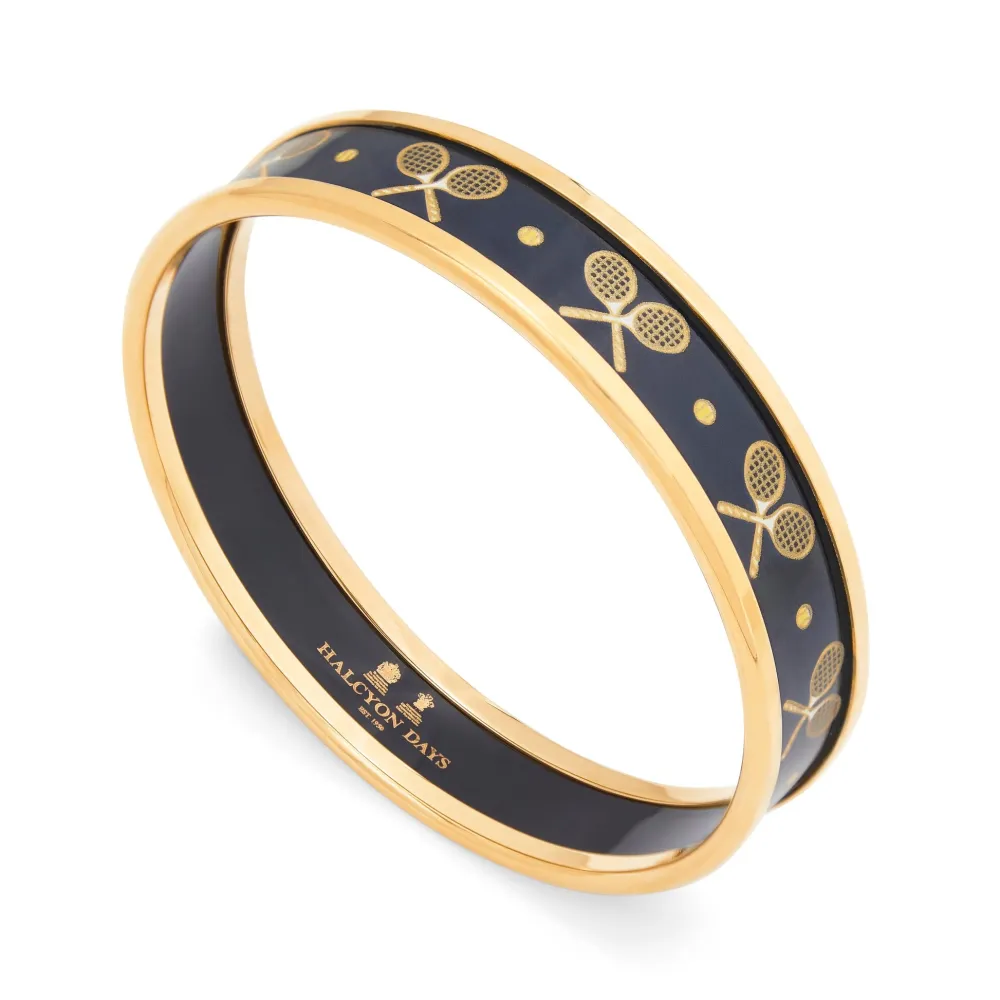 Halcyon Days Tennis Navy & Gold Small Bangle- Bracelets & Bangles