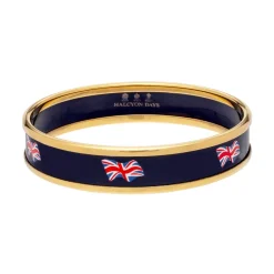 Halcyon Days Union Jack Navy & Gold Small Bangle- Bracelets & Bangles