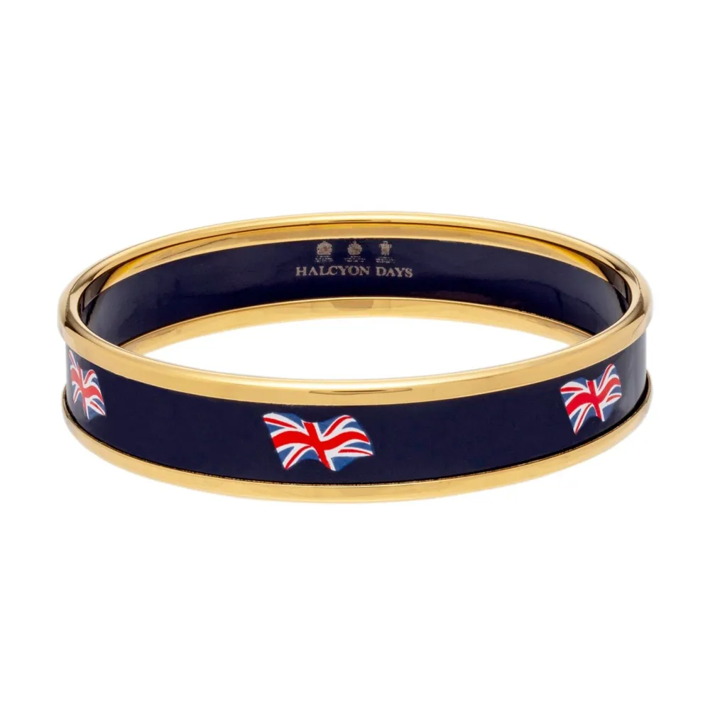 Halcyon Days Union Jack Navy & Gold Small Bangle- Bracelets & Bangles