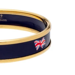Halcyon Days Union Jack Navy & Gold Small Bangle- Bracelets & Bangles