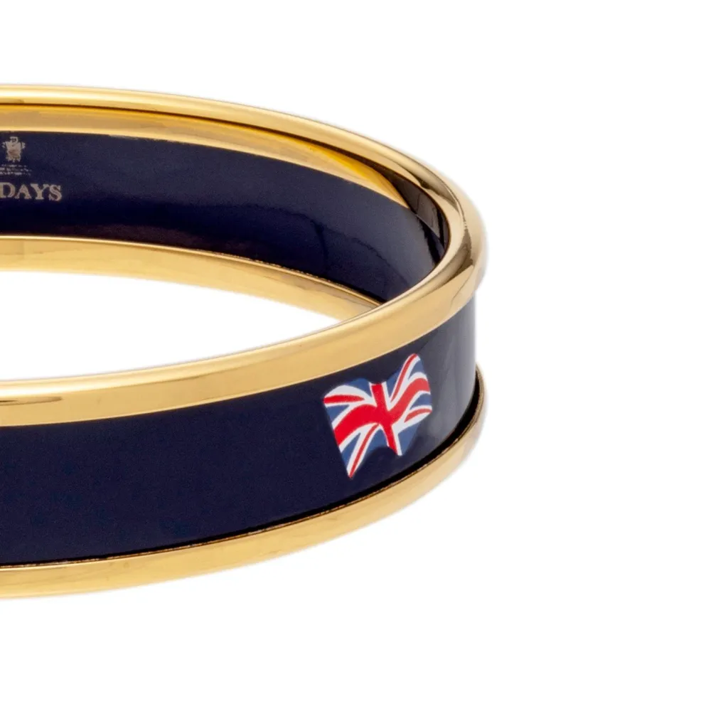 Halcyon Days Union Jack Navy & Gold Small Bangle- Bracelets & Bangles