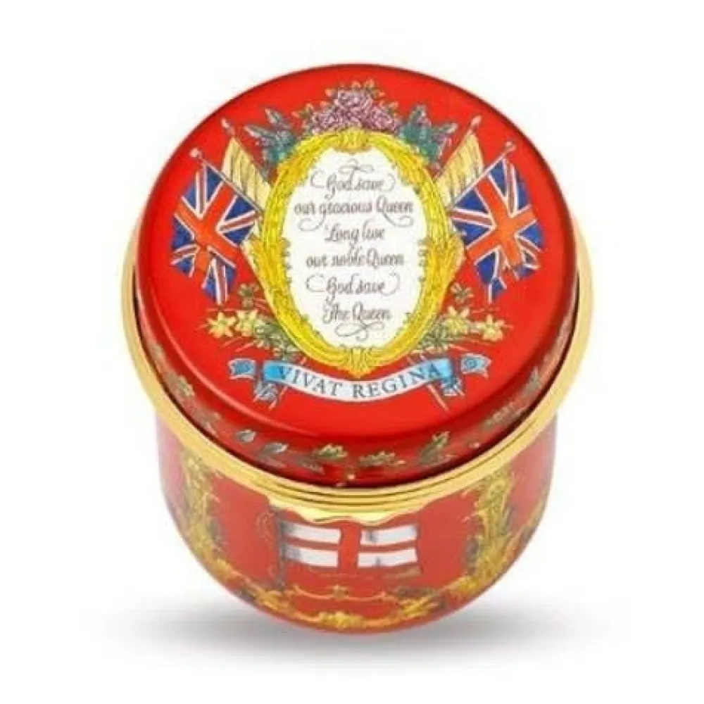 Halcyon Days Vivat Regina Red Enamel Box- Home Accents|Halcyon Days Enamels