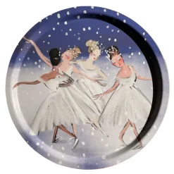 Halcyon Days Waltz of the Snowflakes Round Birchwood Tray- Trays|Halcyon Days
