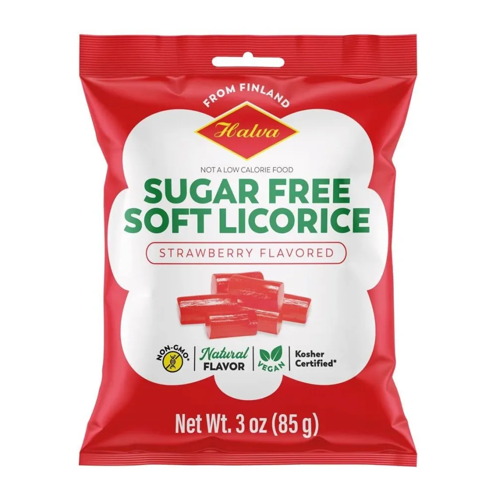 Halva European Style Sugar-Free Strawberry Licorice Bag- Sweets