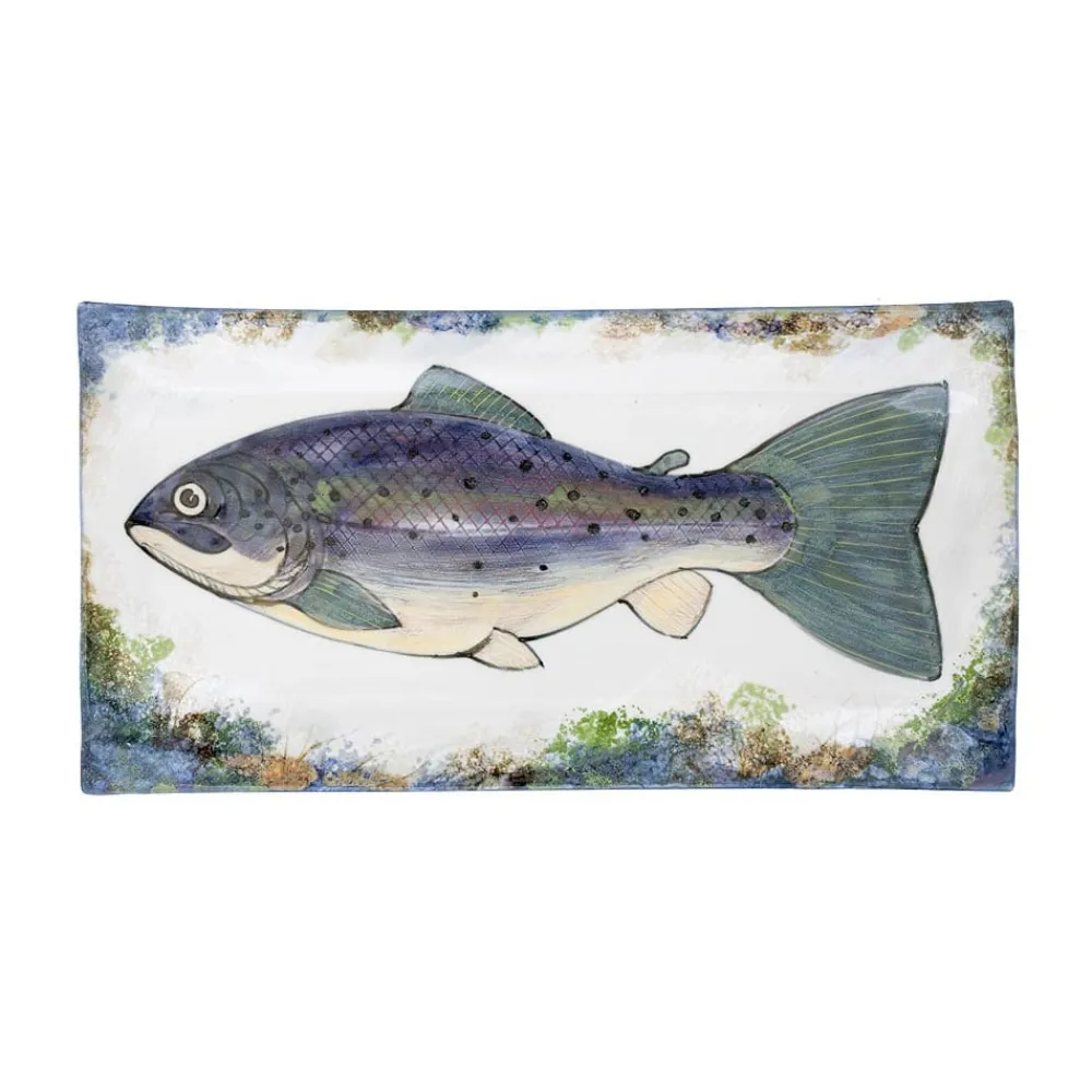 Highland Stoneware Rectangle Dish (Fish)- Wall Decor|Highland Stoneware