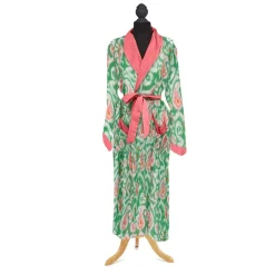 Ikat Print Green Robe Gown- Robes, Nightgowns & Dresses