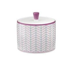Jo Deakin Ebb Pink & Turquoise Sugar Bowl- Creamers & Sugar Bowls