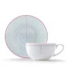 Jo Deakin Ebb Pink & Turquoise Teacup & Saucer- Teacups & Saucers