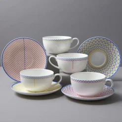 Jo Deakin Ebb Yellow & Blue Teacup & Saucer- Teacups & Saucers