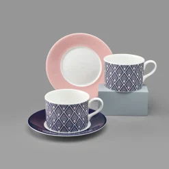 Jo Deakin Gatsby Blue & Blush Pink Cup (Blush Saucer)- Teacups & Saucers