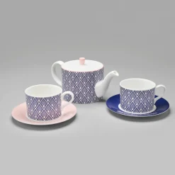 Jo Deakin Gatsby Teapot in Blue & Blush Pink- Teapots