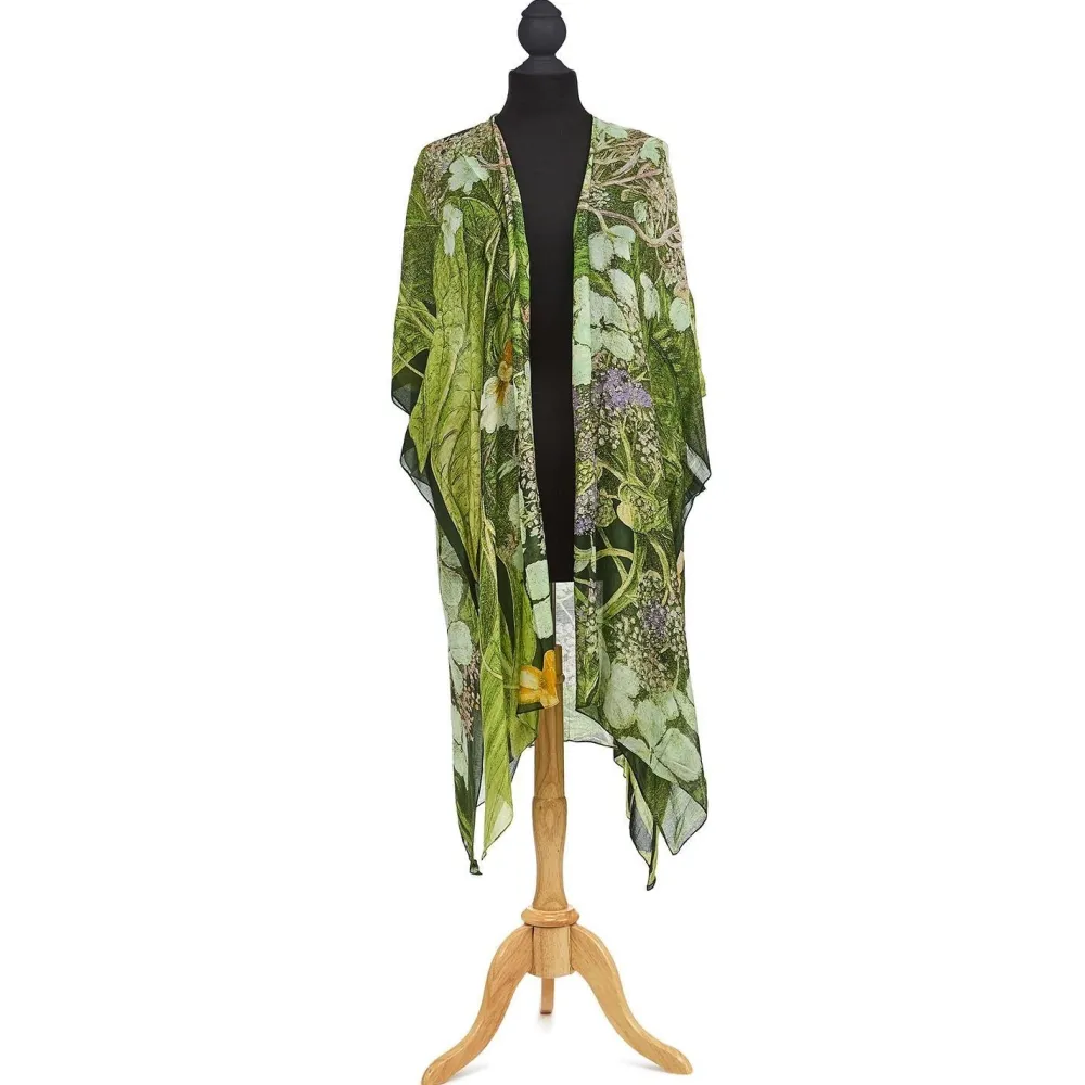 KEW Hydrangea Print Lime Long Kimono- Robes, Nightgowns & Dresses