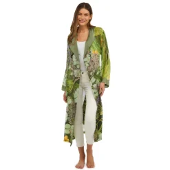 KEW Hydrangea Print Lime Robe Gown- Robes, Nightgowns & Dresses