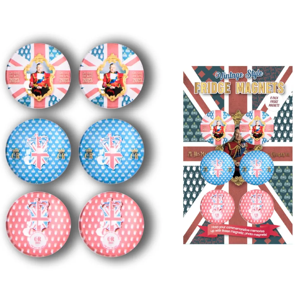 King Charles III Coronation Fridge Magnets (Pack of 6)- Souvenirs|King Charles Iii